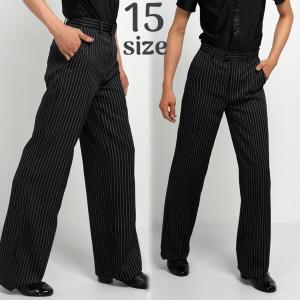 社交ダンスパンツ メンズ 男性用 黒 ブラック ピンストライプ