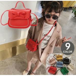 ショルダーバッグ キッズ レディース 斜めがけ 子供 ミニサイズ コンパクト 小さめ ポシェット レザー調 かわいい キュート リボン結び カジュアル