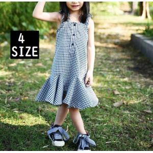 ワンピース ノースリーブワンピース 膝丈ワンピース キッズ服 ガールズ 女の子 トップス 子供服 フレア ふりふり 前ボタン チェック 格子柄 ギャザ Top 306 おとりよせ Com 通販 Yahoo ショッピング