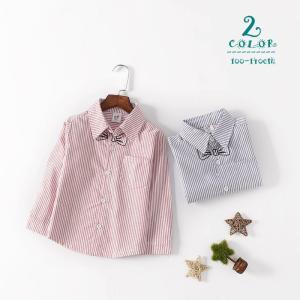 シャツ キッズ ジュニア トップス スタンダードカラー 長袖 ストライプ イラスト 蝶ネクタイ おしゃれ かわいい きちんと Top おとりよせ Com 通販 Yahoo ショッピング
