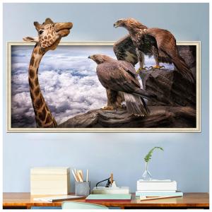 ウォールステッカー ウォールシール 動物 キリン 鷹 鷲 イーグル ホーク 自然 断崖絶壁 だまし絵 トリックアート 3D 立体的 飛び出す 壁シール