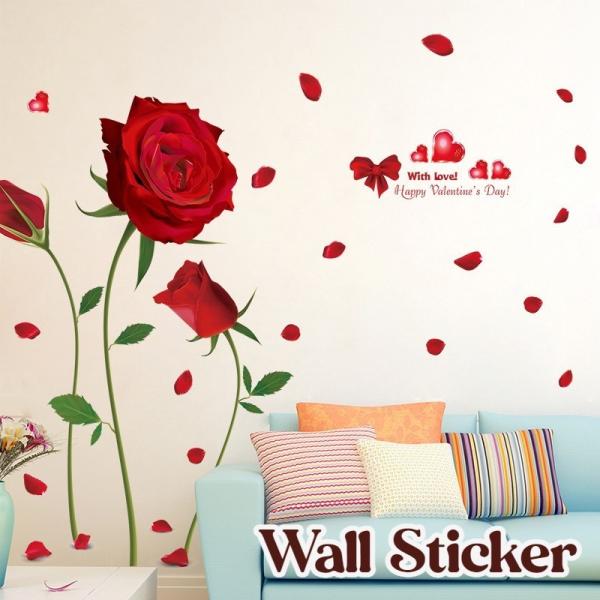 ウォールステッカー 壁ステッカー ウォールシール 壁シール 壁面装飾 室内装飾 バラ ローズ 花 フ...