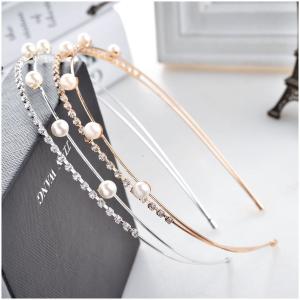 レディース カチューシャ ラインストーン フェイクパール