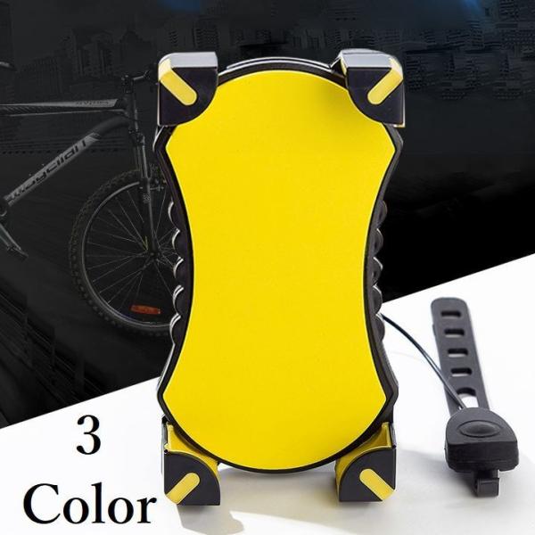スマホスタンド 自転車 自転車アクセサリー 便利 軽量 携帯ホルダー 360度回転 安全 黄色 黒 ...