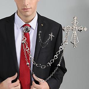 ブローチ スーツブローチ アクセサリー チェーン クロス