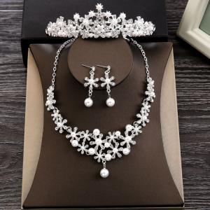 ティアラ ネックレス ピアス 3点セット ウエディング