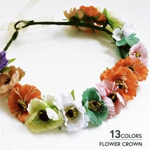 花かんむり カチューシャ ヘアバンド 髪飾り ヘアアクセサリー 花冠 レディース 結婚式 リゾート 髪かざり フラワー 造花 おゆうぎ 発表会 ダンス