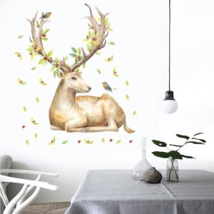 ウォールステッカー インテリアシール ステッカー リメイク DIY 鹿 鳥 ファンタジー アレンジ 部屋 リビング 雑貨