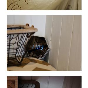 目覚し時計 デジタル ミラー 六角形 LED ...の詳細画像2