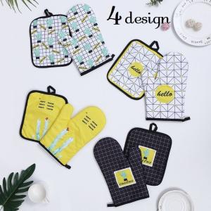 鍋つかみ ミトン 鍋敷き 2点セット 布製 片手 耐熱