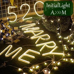 イニシャルライト LEDライト ネオン オブジェ アルファベット AからM 電池式 イルミネーション ハロウィン クリスマス 誕生日 記念日 イベント