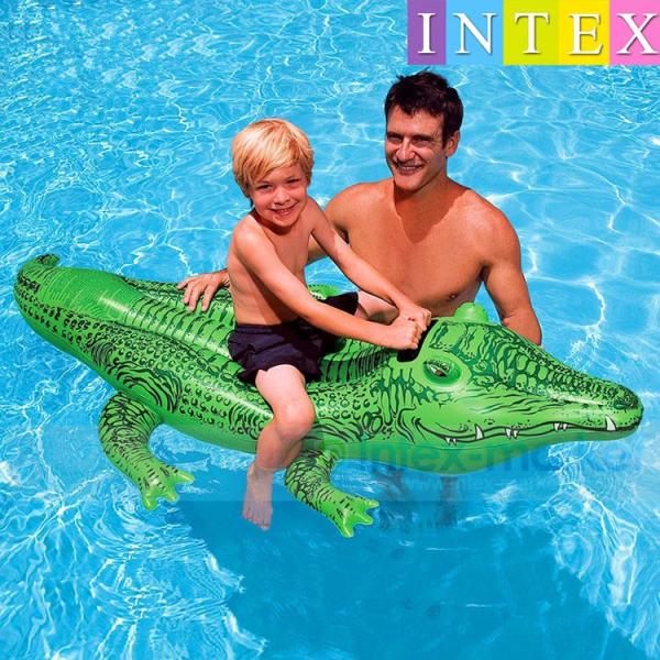 INTEX ワニフロート 浮き具 浮き輪 ビーチフロート 浮輪 取っ手付き ボート 子供用 幼児用 ...