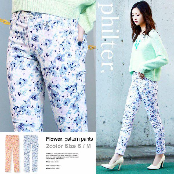 ◆philter!花柄プリント♪ストレッチで美脚★フラワーパターンスキニーパンツ