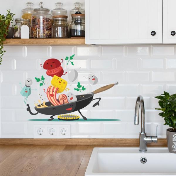 キッチン冷蔵庫用の漫画の幸せな鍋の形をしたウォールステッカー食器棚の装飾アートステッカー取り外し可能...