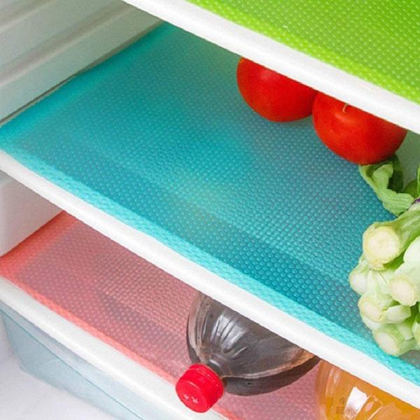4ピース/セット冷蔵庫パッド防汚冷蔵庫ライナー洗えるカビ冷蔵庫マットはカット可能冷蔵庫マット