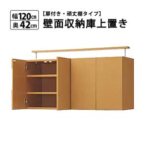 本棚 大容量 扉付き 収納庫 上置き スリム 突っ張り 壁面収納 薄型 耐震 コミック マンガ 文庫本 収納 幅120cm 奥行42cm 爆買