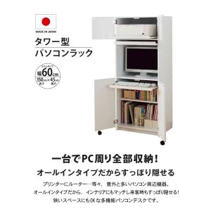 パソコンデスク ハイタイプ PCデスク ハイタイプ (幅60cm 高さ150cm) 国産 全国送料無料 収納家具、本棚