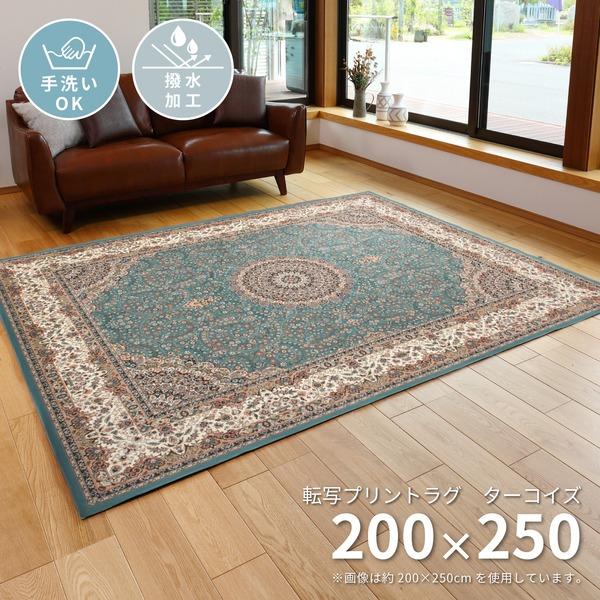 【新品】ラグマット 絨毯 約200×250cm 洗える 撥水 滑り止め加工 お手入れ簡単 転写プリン...