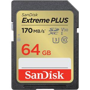 【新品】サンディスク エクストリーム プラス SDXC UHS-I カード 64GB SDSDXWH...