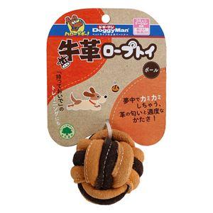 【新品】（まとめ）牛革ロープトイ ボール【×5セット】 (犬用玩具)