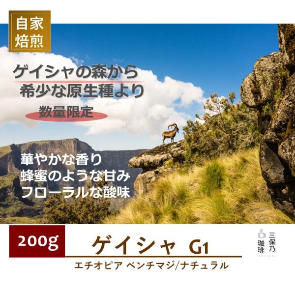 エチオピア ゲイシャ G1 ナチュラル ハイロースト モカ 200g 自家焙煎 コーヒー豆