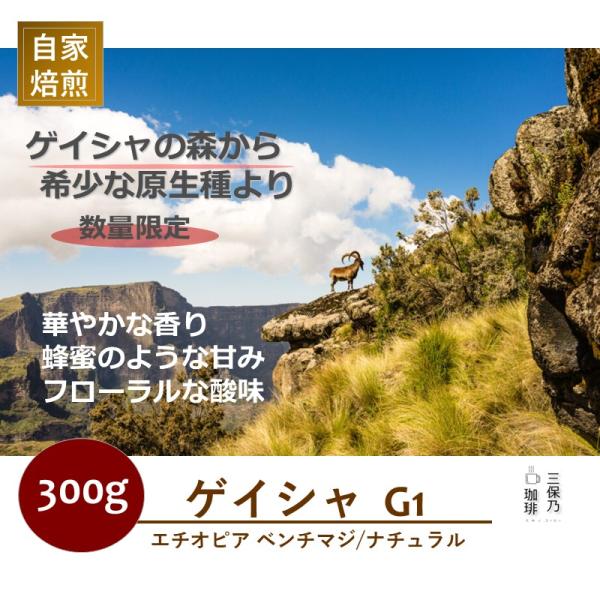 エチオピア ゲイシャ G1 ナチュラル ハイロースト モカ 300g 自家焙煎 コーヒー豆