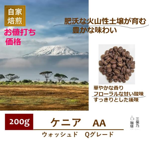 ケニア AA Qグレード200g 自家焙煎 コーヒー豆