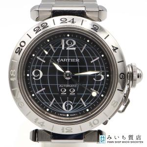 質屋 稼働 腕時計 Cartier カルティエ パシャC メリディアン GMT ビッグデイト W31049M7 自動巻き 黒色文字盤 M3795 みいち質店