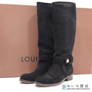 質屋 LV ロングブーツ 黒 パンチング ルイヴィトン レディース 靴 19k47-776 みいち質店｜miichi78