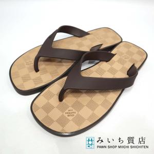 質屋 ルイヴィトン ダミエ ラバー トング サンダル サイズ6 25cm LV LOUIS VUITTON 茶 k389 みいち質店｜miichi78