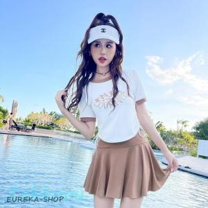 ジュニア 水着 女の子 上下セット 半袖 セパ...の詳細画像2