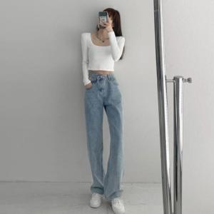デニムパンツ レディース ストレートパンツ デ...の詳細画像2