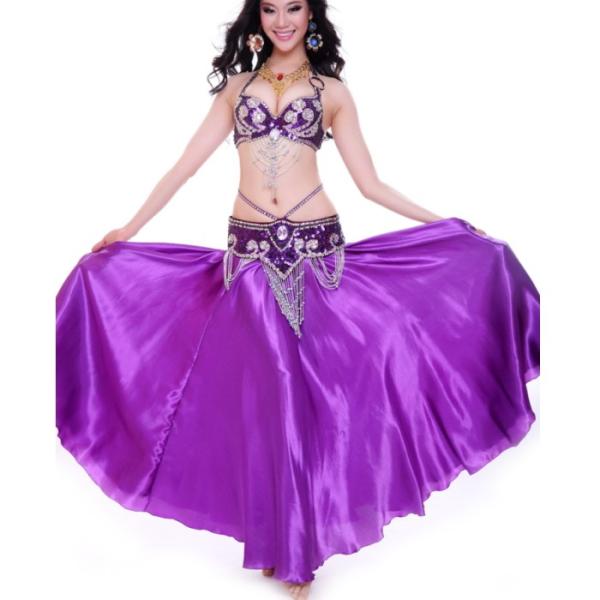 ダンス衣装 広がるスカート【パープル】 サテンスカート ペチコートにも ロングスカート フレアー紫 ...