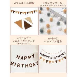 フェルトガーランド ハッピーバースデー ポンポ...の詳細画像1