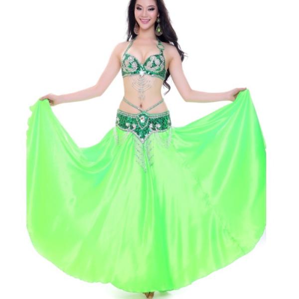 ダンス衣装 広がるスカート【ライトグリーン】 サテンスカート ペチコートにも ロングスカート フレア...