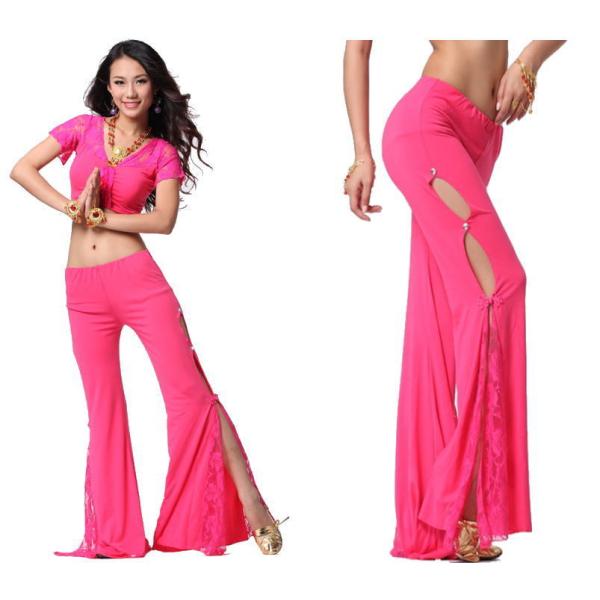 ダンス衣装 ストレッチパンツ【チェリーピンクB】ヨガウェア フィットネスウェア ピラティス 社交ダン...