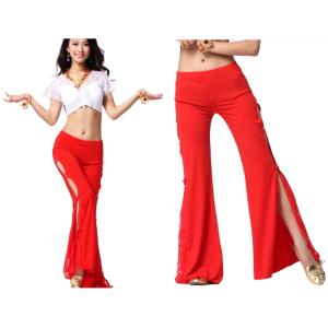 ダンス衣装 ストレッチパンツ【レッド】ヨガウェア フィットネスウェア ピラティス 社交ダンス 赤 c...