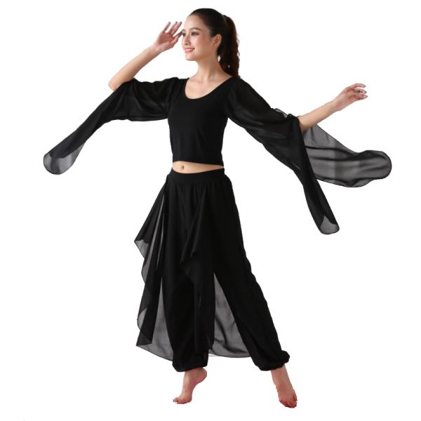 優雅な衣装 セットアップ【ブラック】長袖 トップス スカーチョ ダンス衣装 レディース  文化祭 衣...