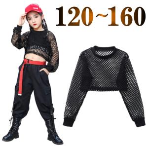 ダンス衣装 メッシュ トップス 長袖 ショート丈 シースルー