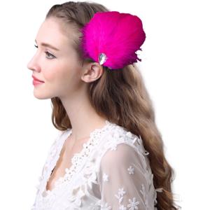 羽根 フェザー ヘアアクセ【ブルー】ビックコサージュ ヘッドドレス 髪