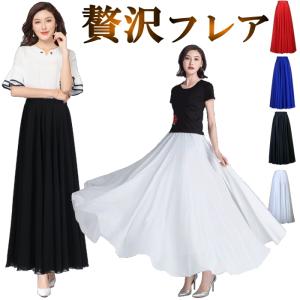 ロングスカート 黒 コーラス スカート ロング 夏 シフォン マキシ丈 フォーマル 合唱 演奏会 カラオケ衣装 ステージ衣装 社交ダンス 体型カバー 着痩せ cy237n-3