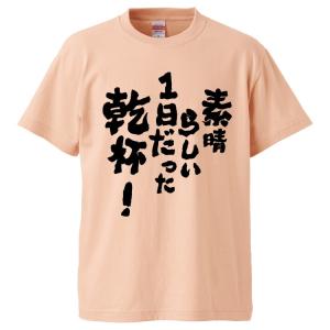 おもしろTシャツ 素晴らしい１日だった乾杯 ギフト プレゼント 面白 メンズ 半袖 無地 漢字 雑貨 名言 パロディ 文字｜mikanbako