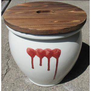 久松窯 漬物容器 丸壺３号(白) 焼杉蓋付 ５.４リットル