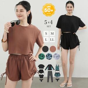 水着レディース 体型カバー 40代 50代  フィットネス水着 ラッシュガード 上下セット UVカット 着こなし自由自在 水陸両用 ジムやヨガ 母の日 おしゃれ