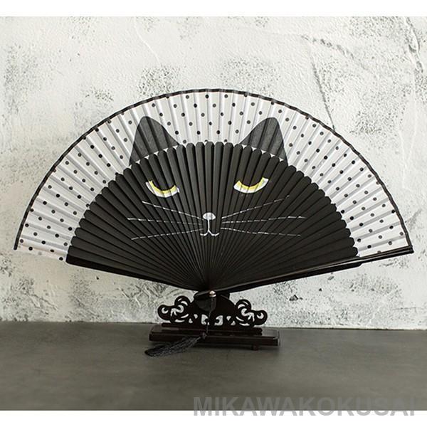 猫扇子 黒猫 お洒落もの 短地 黒猫グッズ 茶扇 能扇 舞扇 飾り用 歌舞伎小物 七五三 十三参り ...