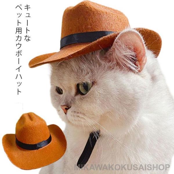 カウボーイ ハット ペット用 帽子 犬用 猫用 テンガロンハット フェルト ハット ワンちゃん帽子 ...