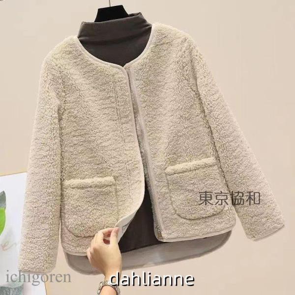 フリースジャケット レディース ノーカラーコート 長袖 ボアジャケット カジュアル もこもこ あった...