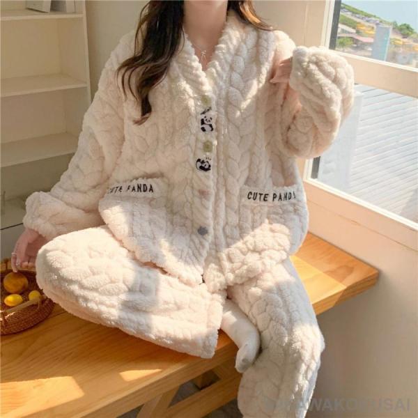 マタニティ パジャマ 冬 モコモコ パンダ ファッション カジュアル 長袖 マタニティ ルームウェア...
