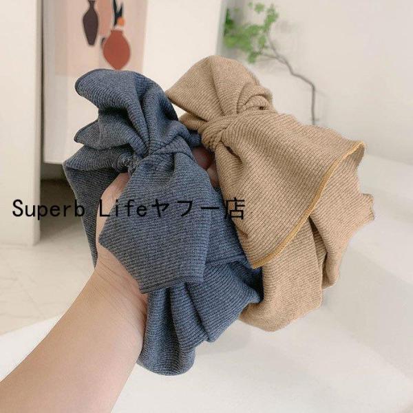 ヘアターバンヘアバンドレディースヘアアクセサリーアクセビッグリボンリブ大人可愛いデイリーカジュアル簡...