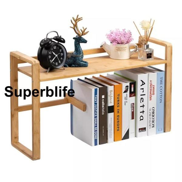 デスク 収納 ラック 卓上 棚 机上ラック 卓上本棚 2段 卓上ラック 竹製 本立て 仕切り付 デス...